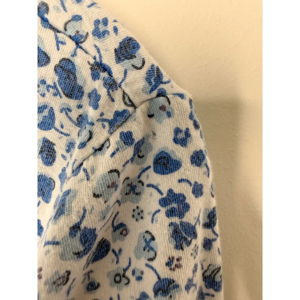 La Cera Nightgown Blue White Floral Lace Lounge Loungewear‎ Cozy Sleep XS